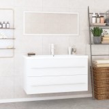 Set mobilier de baie, 3 piese, alb