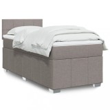 VidaXL Pat box spring cu saltea, gri taupe, 80x200 cm, textil