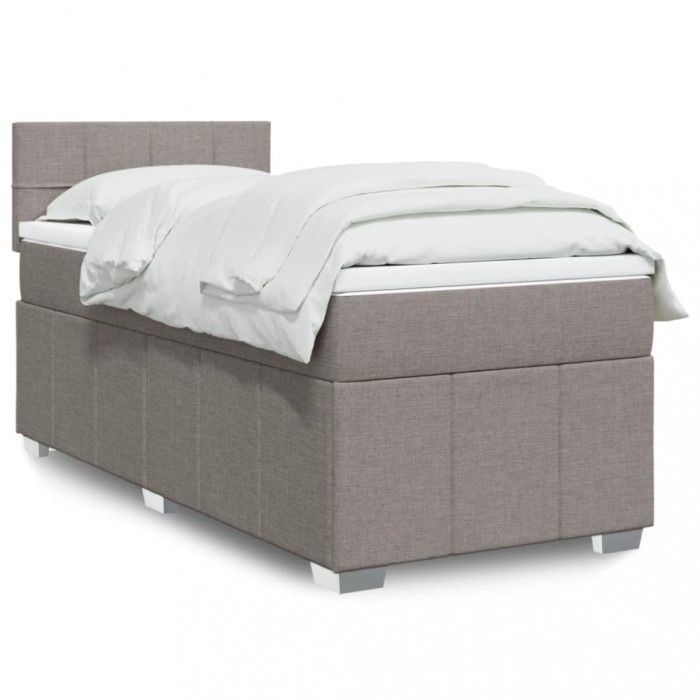 Gossi pat box spring cu saltea, gri taupe, 80x200 cm, textil
