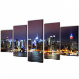 Set tablouri imprimate pe p&acirc;nză, New York Skyline, 200x100 cm, vidaXL
