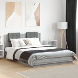 Cumpara ieftin Cadru de pat cu tăblie și lumini LED, gri sonoma, 150x200 cm