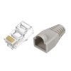 Set 100 x mufa + manson de protectie, RJ45, CAT5 CAT6, 8 pini 8P8C, gri