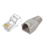 Cumpara ieftin Set 100 x mufa + manson de protectie, RJ45, CAT5 CAT6, 8 pini 8P8C, gri