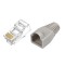 Set 100 x mufa + manson de protectie, RJ45, CAT5 CAT6, 8 pini 8P8C, gri
