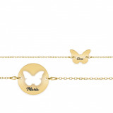 Mariposa - Set bratari personalizat banut si fluturas cu nume din argint 925 placat cu aur galben 24K