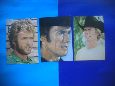 HOPCT LOT NR 1372 CLINT EASTWOOD -ACTORI/ ARTISTI-3 CARTI POSTALE-NECIRCULATE foto