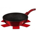 Tigaie marmorata Wok Burgundy Metalic Line Berlinger Haus, 30 cm, Rosu