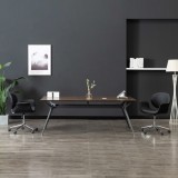 vidaXL Scaun pivotant de birou, negru, piele ecologică