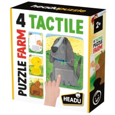 Headu - 4 Puzzleuri tactile animale de la ferma cu piese mari pentru copiii de