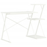 vidaXL Birou cu raft, alb, 116 x 50 x 93 cm