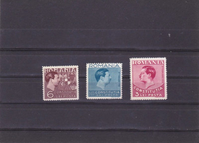 140-Romania 1938-Lp 124 Constitutia 1938-Serie de 3 timbre nestampilate,MNH foto