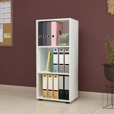 Biblioteca alba Vara cu 3 rafturi, 108x49x30 cm, [en.casa]