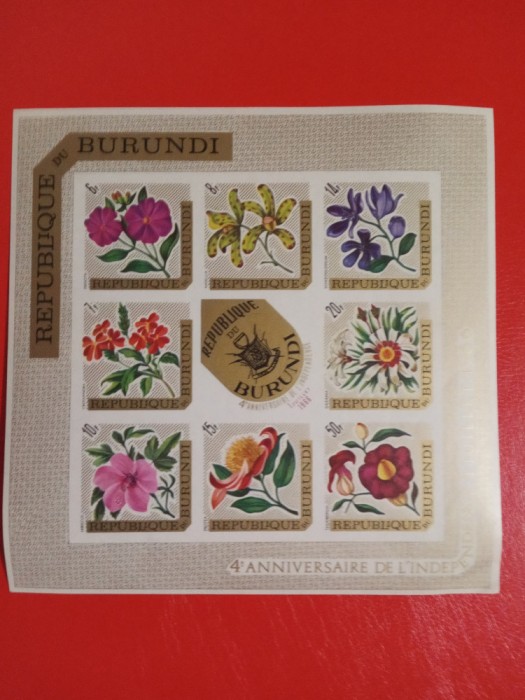 BURUNDI, FLORI - BLOC IMPERF. MNH