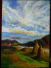 P11. Cer de toamna, Tablou in acrilic pe panza pe sasiu de lemn, neinramat, Peisaje, Realism, RavariuArt