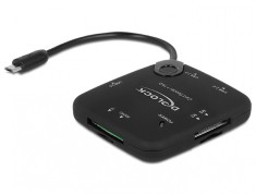Cititor de carduri + Hub USB 2.0 OTG, Delock 65529