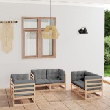 vidaXL Set mobilier de grădină cu perne, 6 piese, lemn masiv de pin 3076489