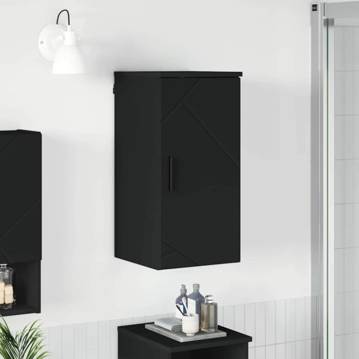 vidaXL Dulap de Baie cu ușă Negru 30 x 31.5 x 61 cm Lemn compozit