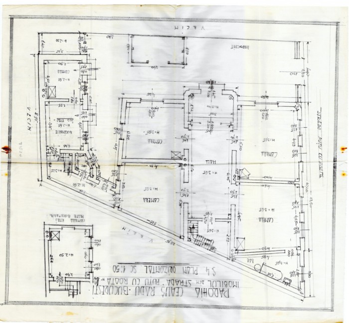 HST A1868 Plan imobil aparțin&acirc;nd parohiei Ceauș Radu București interbelic