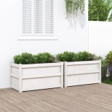Cumpara ieftin Jardiniere de grădină, 2 buc., alb, lemn masiv de pin
