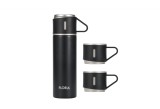 Cumpara ieftin Termos Zilan ZLN0743 din inox, capacitate 500ml, 3 capace care pot fi folosite pe post de cana, Floria