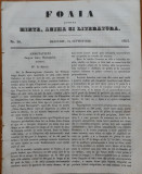 Foaia pentru minte , inima si literatura , nr. 38 , 1853 , Brasov , Muresanu