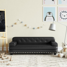 Canapea pentru copii, negru, 90x53x30 cm, piele ecologica GartenMobel Dekor foto