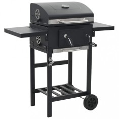 vidaXL Grătar barbecue cu cărbuni, raft inferior, negru 44280