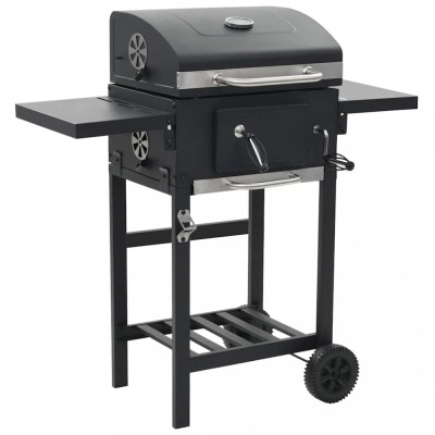 vidaXL Grătar barbecue cu cărbuni, raft inferior, negru foto