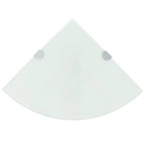 Gossi raft de colt cu suporti de crom, sticla, 35 x 35 cm, alb