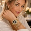 Set ceas dama auriu lux Goldy cu bratari metalice, strasuri elegante, accesoriu cadou