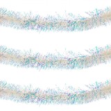 Beteală Decorativă Crăciun, Tinsel Holografic, Lungime 3m, Lățime 8cm, Culoare Albă, Oem