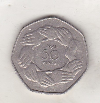 bnk mnd Marea Britanie Anglia 50 pence 1973 comemorativa foto