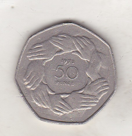 bnk mnd Marea Britanie Anglia 50 pence 1973 comemorativa