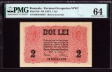 ROMANIA 2 Lei BGR - 1917. Banca Generala Romana necirculata . Rara ! PMG 64 UNC