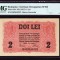 ROMANIA 2 Lei BGR - 1917. Banca Generala Romana necirculata . Rara ! PMG 64 UNC