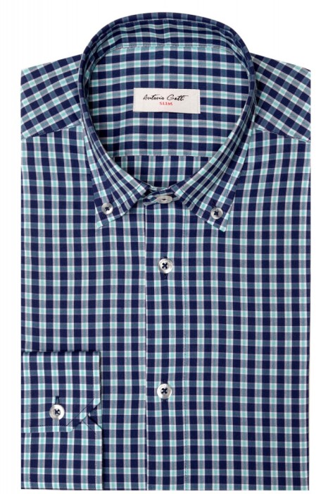 Camasa barbati slim bleumarin in carouri C003SL