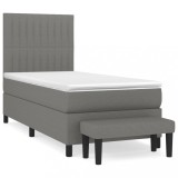 Cumpara ieftin Pat box spring cu saltea, gri inchis, 90x190 cm, textil
