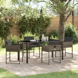 Cumpara ieftin Set de masă pentru grădină cu pernă 5 pcs Gri Rattan poli