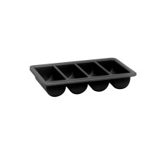 Tava pentru tacamuri, 4 compartimente, GN 1/1, 530x325x(H)100 mm, polipropilena neagra, Hendi foto