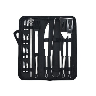 Set 18 ustensile pentru gratar, flippy, din otel inoxidabil, geanta oxford, argintiu foto