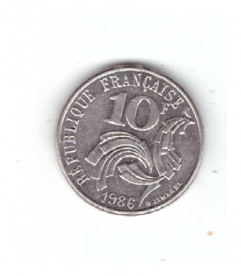 Moneda Franta 10 francs/franci 1986, stare foarte buna, curata foto