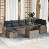 VidaXL Set de canapele pentru grădină cu pernă 8 pcs Gri Rattan poli