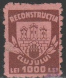 1945 Romania - Timbru fiscal 1000 Lei Reconstructia Cluj