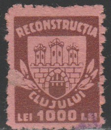 1945 Romania - Timbru fiscal 1000 Lei Reconstructia Cluj