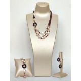 Cumpara ieftin Set Bijuterii Glamour Granat &amp; Perle Argint 925 Placat Aur Roz, Colier, Cercei, Bratara. Handmade Italia. Cutie Cadou