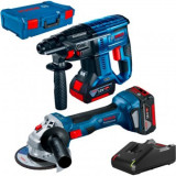 Bosch Kit 2 scule GBH 180-LI Ciocan rotopercutor, 2J + GWS 180-LI Polizor unghiular, 125mm + 2 acumulatori, Li-Ion, 4Ah + incarcator + XL-Boxx - 40599