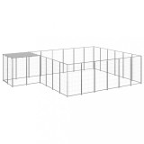 VidaXL Padoc pentru c&acirc;ini, argintiu, 12,1 m&sup2;, oțel