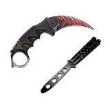 Set pentru Antrenament format din Briceag fluture pentru antrenament negru si Karambit Taigar Gun de Antrenament fara varf si fara taius