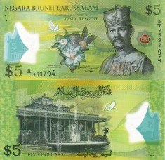 BRUNEI 5 ringgit 2011 polymer UNC!!!