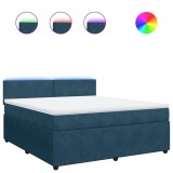 Cumpara ieftin Pat box spring cu saltea, albastru, 180x200 cm, catifea